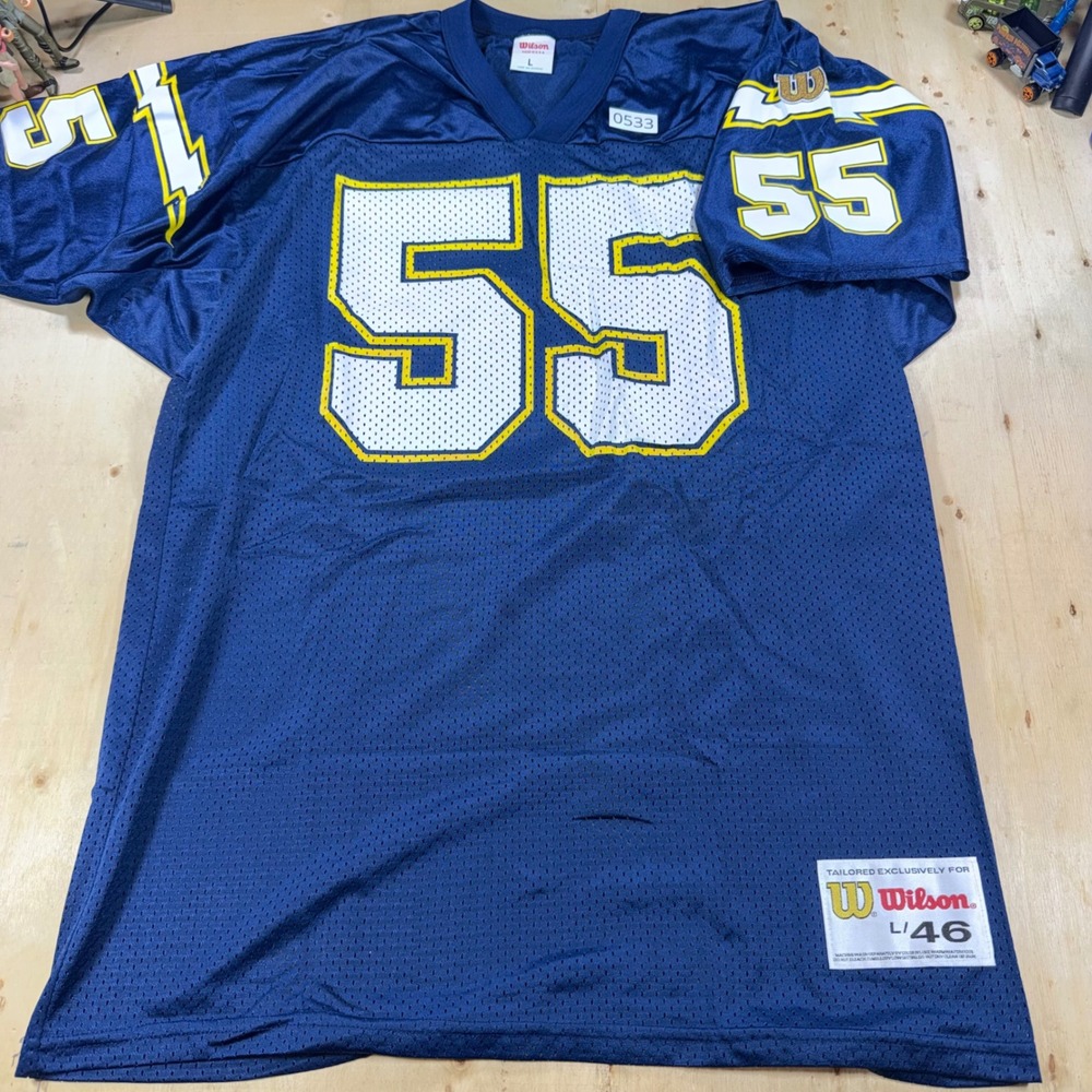 Vintage Wilson Junior Seau 55 San Diego Chargers Jersey Mens L Made USA